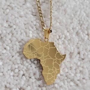 18K gold-plated Africa map necklace for men and women